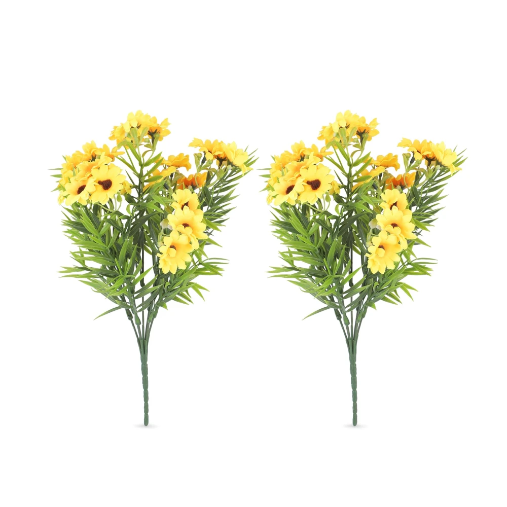 Foliyaj 2 Artificial Sunflower Bunches Without Vase | Show Pieces for Living Room | Faux Plants for Home Decor | Fake Flower Bunch for Home and Office Decoration | 35 cm Tall