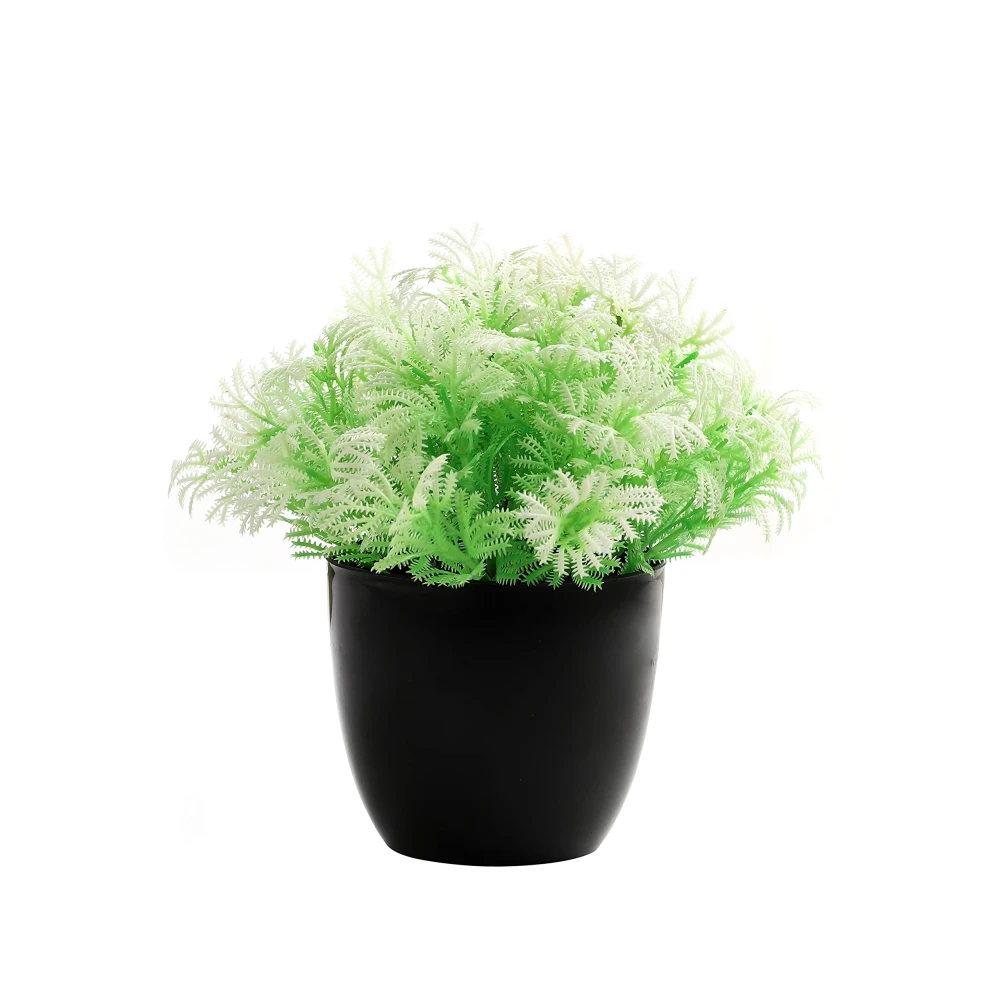 FOLIYAJ Artificial Plant with Greenish White Leaves with Black Pot | Home Décor for Living Room, Office and Shops | Faux Plant for Indoor Decoration