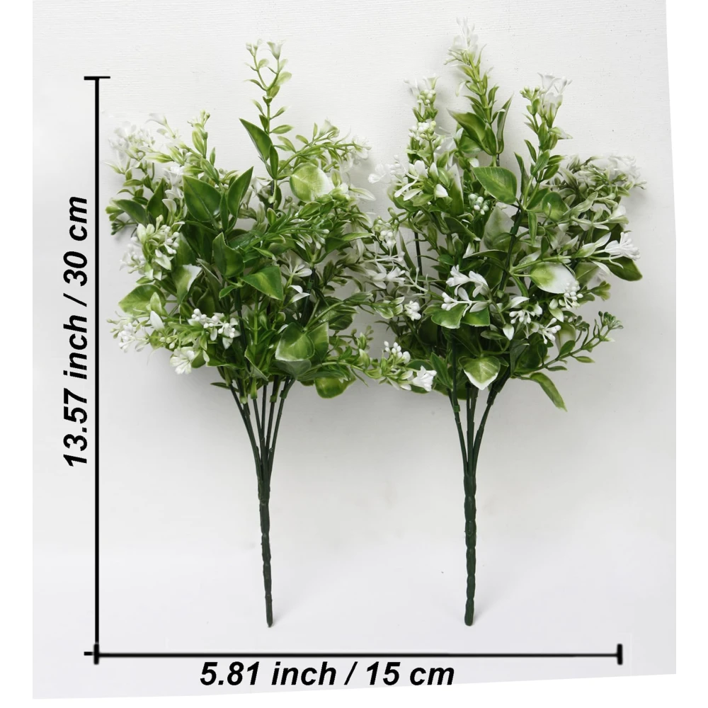 Foliyaj 2 Artificial Tall White Leaves Bunch without Vase|Artificial Plants for Indoor Home and Office Decor|Without Pot