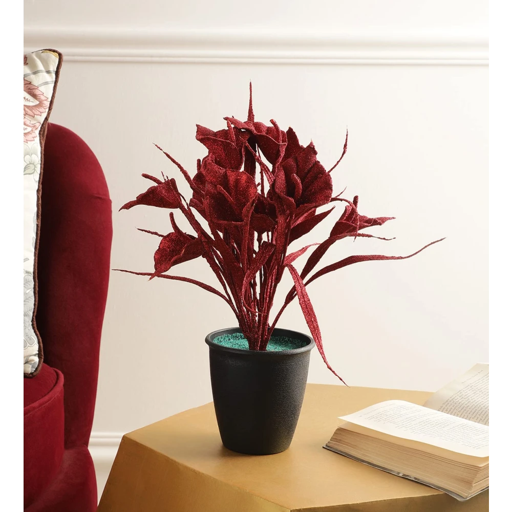 FOLIYAJ Spray Painted red Artificial Tulip Plant with Pot |Bonsai Tree|Artificial Succulents|with Pot|Home Décor for Living Room Home Office Shop|House|Gift|Decoration