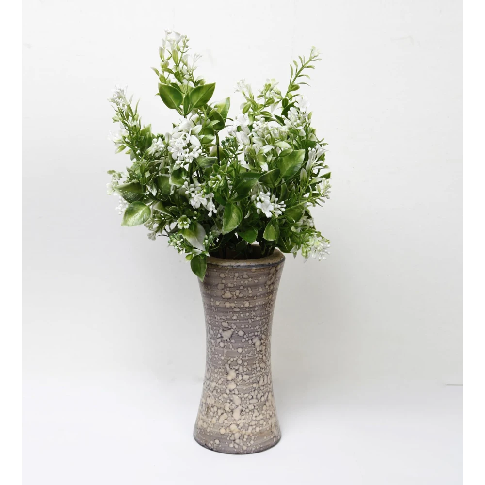 Foliyaj 2 Artificial Tall White Leaves Bunch without Vase|Artificial Plants for Indoor Home and Office Decor|Without Pot