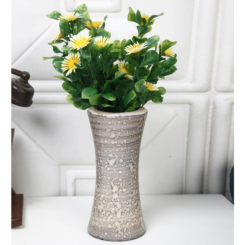 Foliyaj Artificial Yellow Daisy Bunch without Vase | 2 Pcs | Fake Plants for Indoor Home and Office Decoration | 30 cm Tall