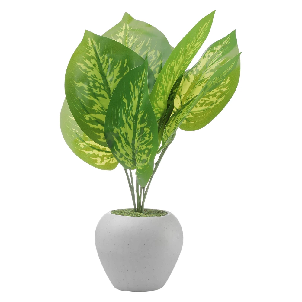 FOLIYAJ Artificial Money Plant with 9 Large Leaves in Apple Shaped Pot | Bonsai Tree | Flower | with Pot| for Home Office Shop House - Multicolour