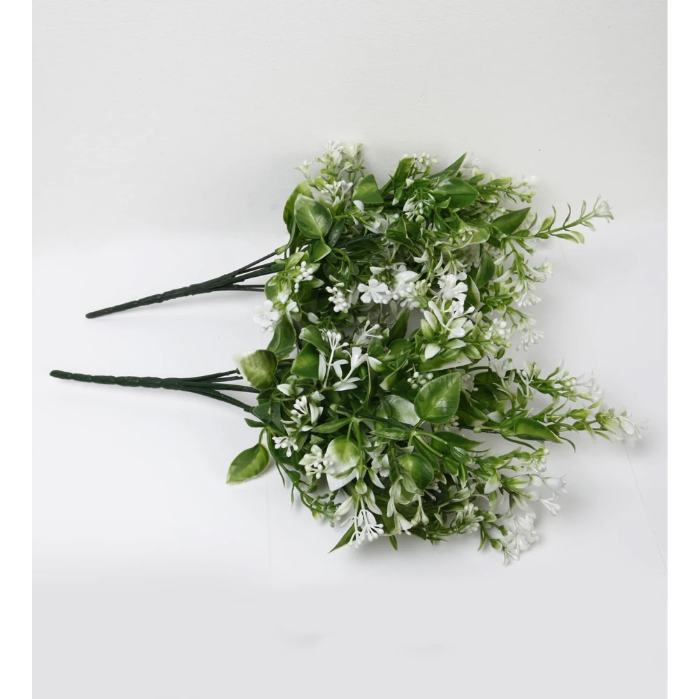 Foliyaj 2 Artificial Tall White Leaves Bunch without Vase|Artificial Plants for Indoor Home and Office Decor|Without Pot