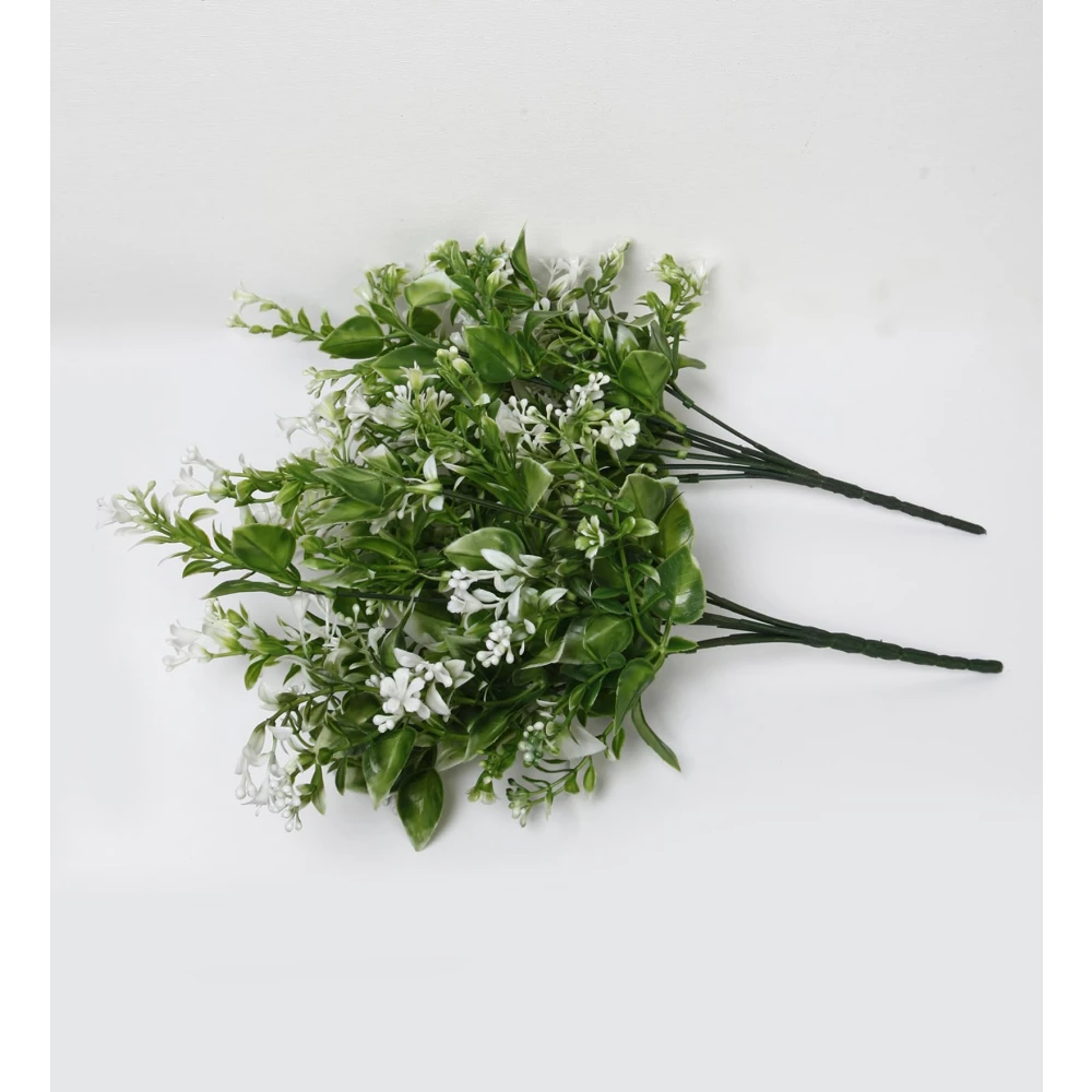 Foliyaj 2 Artificial Tall White Leaves Bunch without Vase|Artificial Plants for Indoor Home and Office Decor|Without Pot