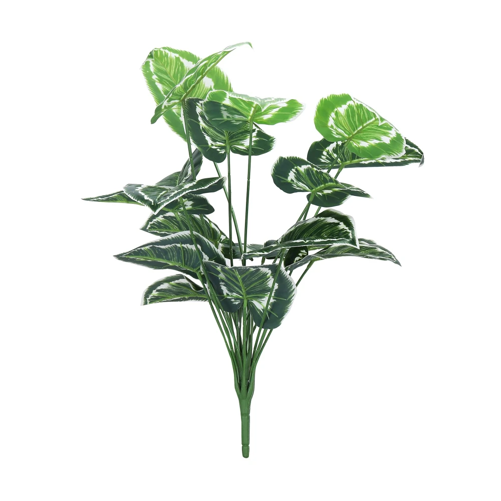 Foliyaj 18 Leaf Money Plant Bunch with White Border | 2 Feet Tall Plants for Home Decor without Pot| Indoor Artificial Plants for Living Room