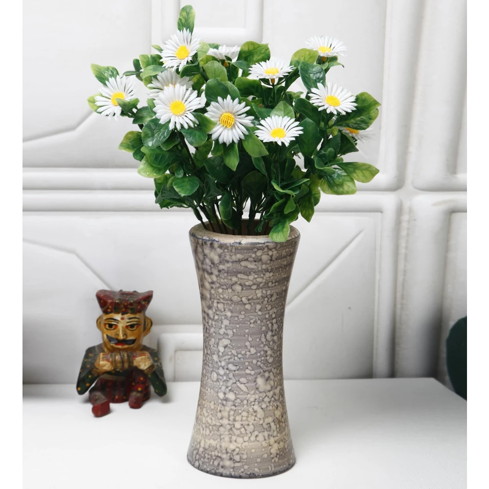 Foliyaj 2 Artificial White Daisy Bunches without Vase|Artificial Plants for Indoor Home and Office Decor|Without Pot