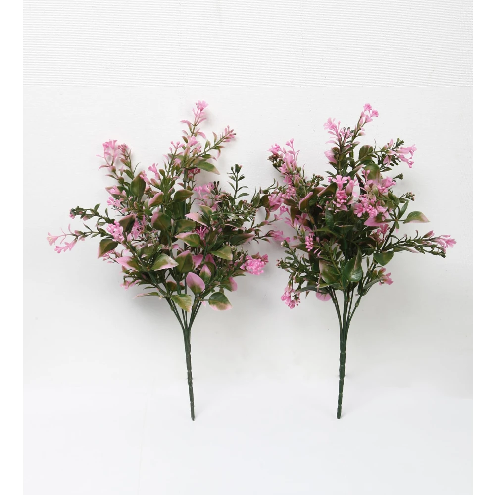 Foliyaj 2 Artificial Tall Pink Leaves Bunch without Vase|Artificial Plants for Indoor Home and Office Decor|Without Pot
