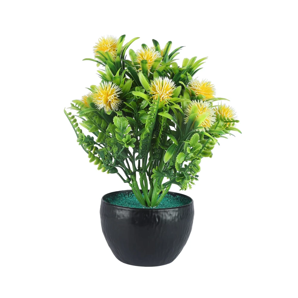 FOLIYAJ Artificial Plant with Pot and Round Yellow Flowers|Bonsai Tree|Artificial Flower|with Pot|Home Décor for Living Room Home Office Shop|House|Gift|Decoration