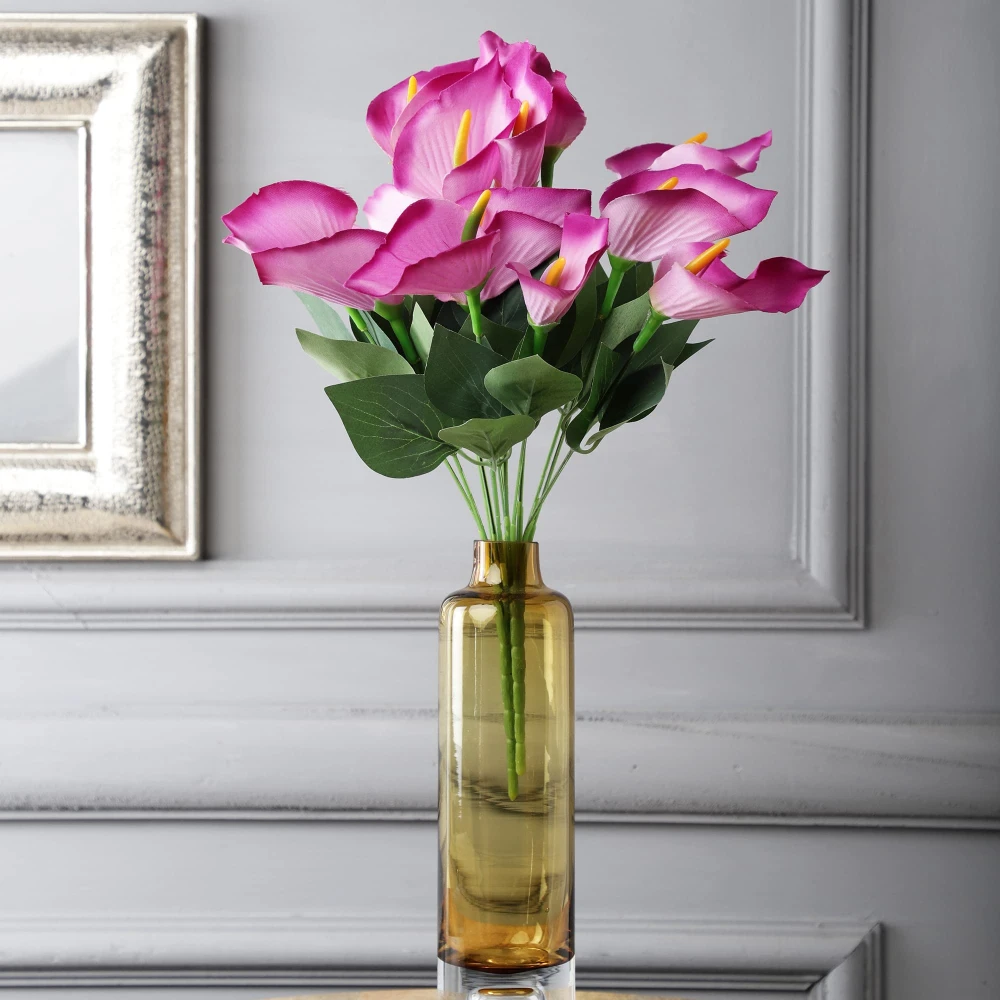 FOLIYAJ Artificial Purple Anthurium Bunch (Without Vase)