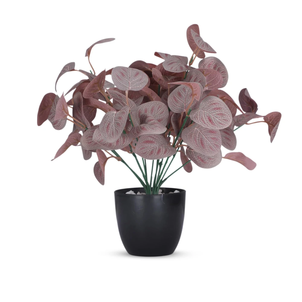 Foliyaj Artificial Purple Eucalyptus Plant in Black Pot |Faux plants for home décor | Decorative items for living room | Fake plants for decoration