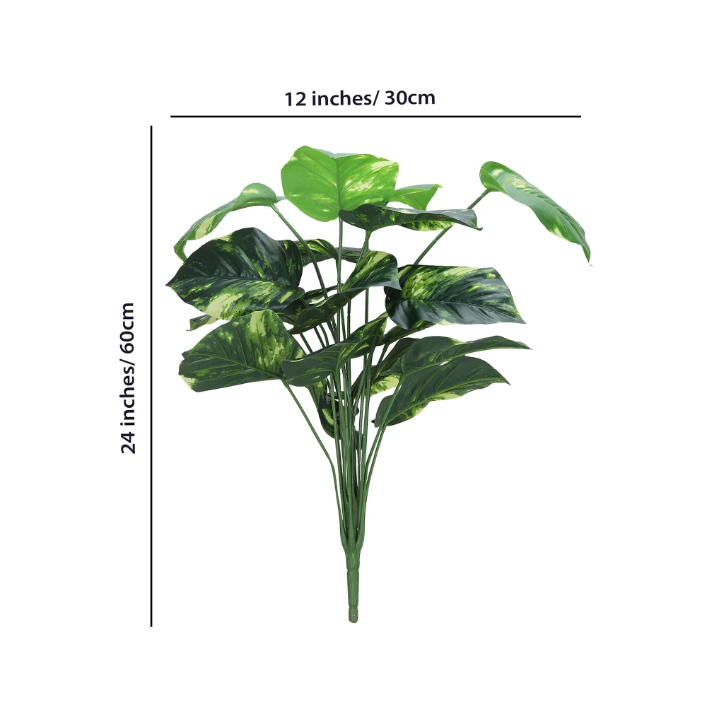 Foliyaj 18 Leaf Money Plant Bunch | 2 Feet Tall Artificial Plants for Home Decor without Pot | Indoor Plants for Living Room | Faux Plant