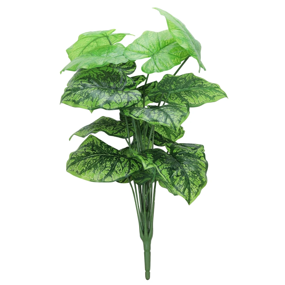 Foliyaj 18 Leaf Dark Green Alocasia Artificial Plant Bunch | 2 Feet Tall | Indoor Plants for Home Decor Living Room without Pot