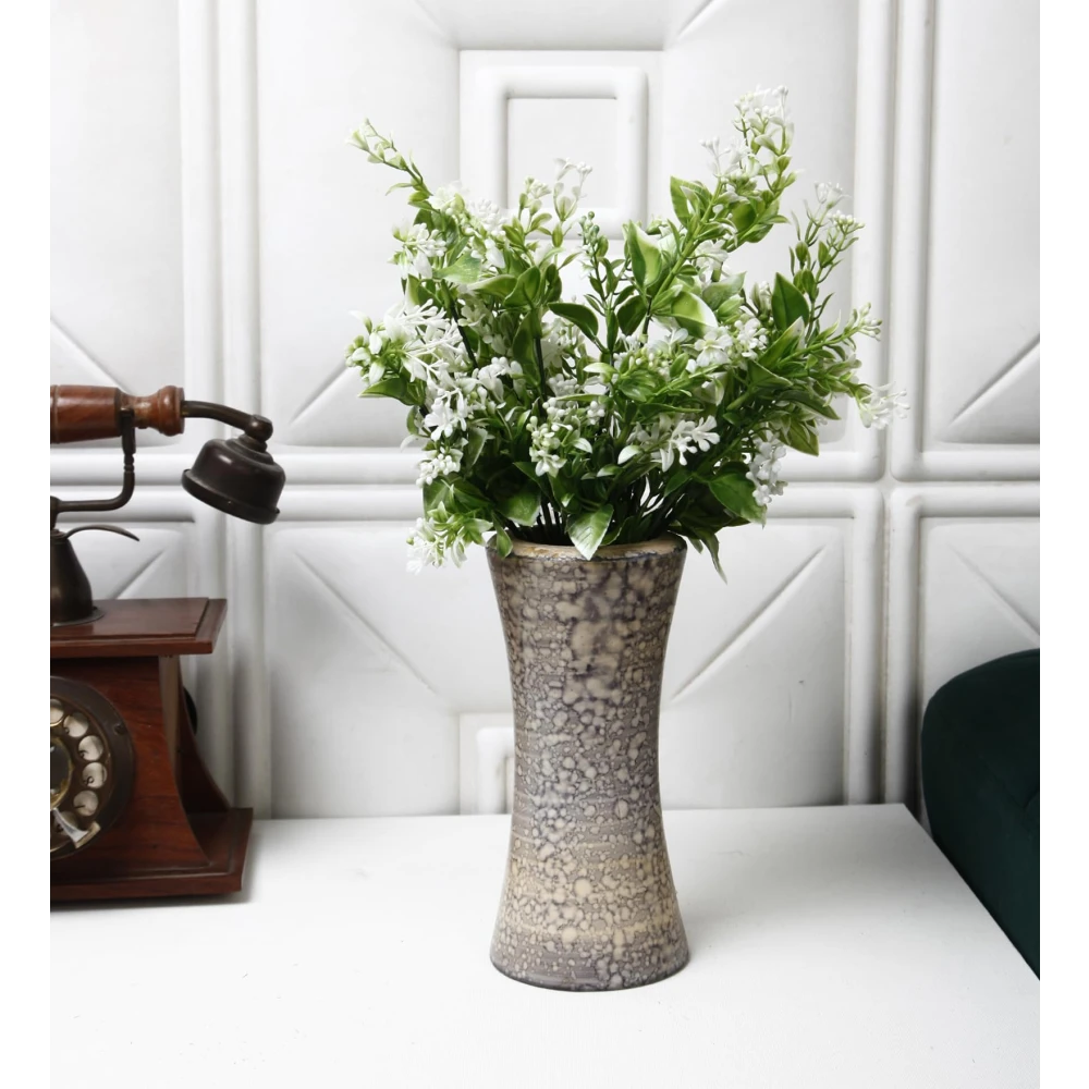 Foliyaj 2 Artificial Tall White Leaves Bunch without Vase|Artificial Plants for Indoor Home and Office Decor|Without Pot