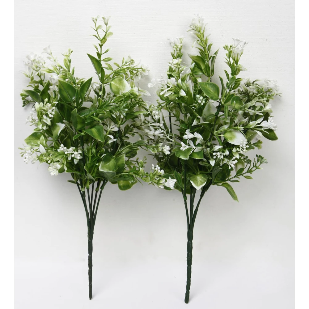 Foliyaj 2 Artificial Tall White Leaves Bunch without Vase|Artificial Plants for Indoor Home and Office Decor|Without Pot
