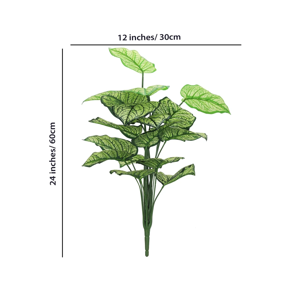 Foliyaj 18 Leaf Caladium Plant Bunch | 2 Feet Tall Plants for Home Decor without Pot| Indoor Artificial Plants for Living Room
