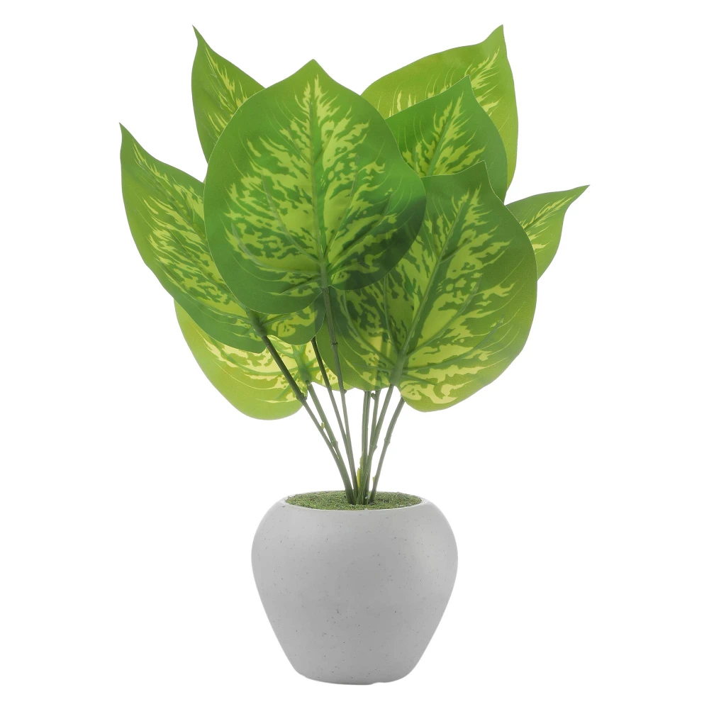 FOLIYAJ Artificial Money Plant with 9 Large Leaves in Apple Shaped Pot | Bonsai Tree | Flower | with Pot| for Home Office Shop House - Multicolour