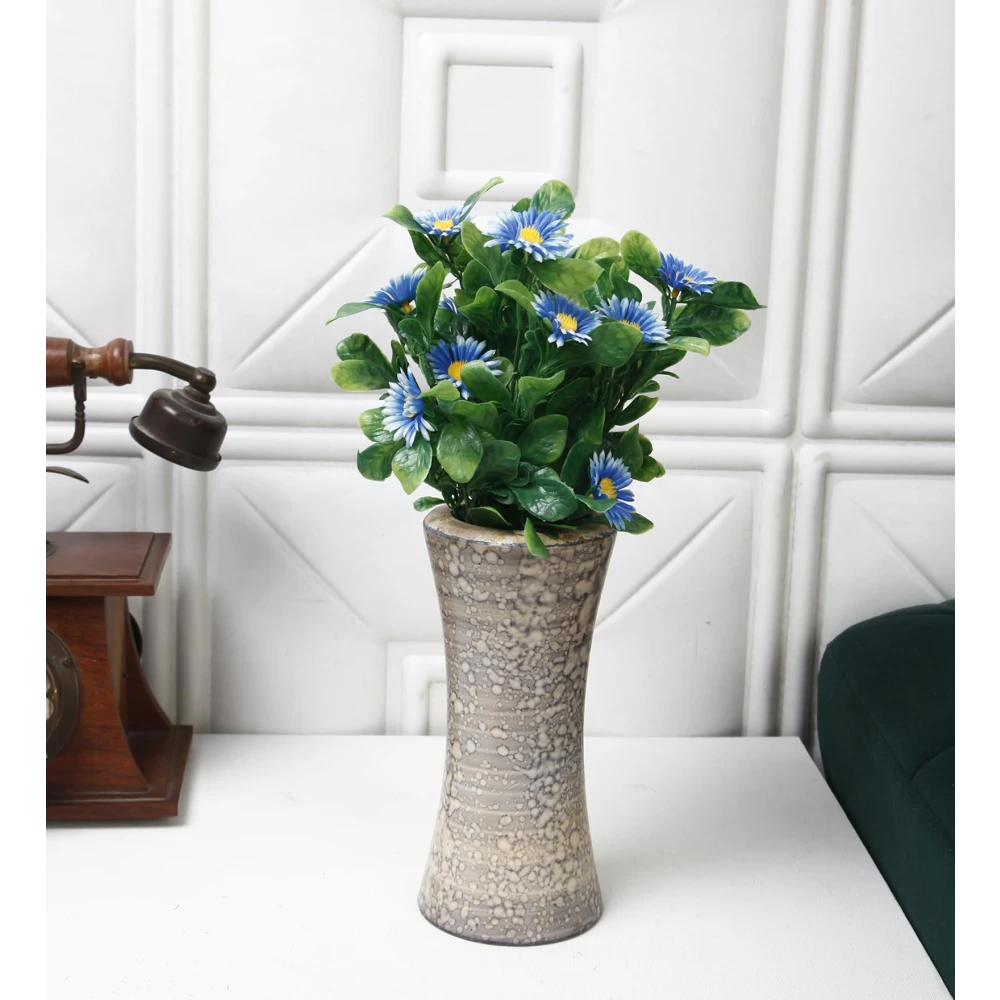 Foliyaj 2 Artificial Blue Daisy Bunches without Vase|Artificial Plants for Indoor Home and Office Decor|Without Pot