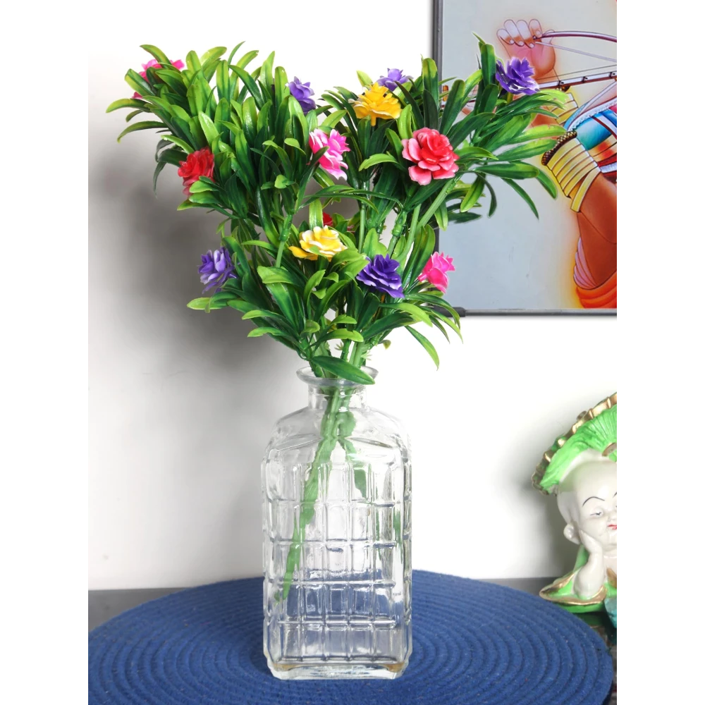 Foliyaj 2 Artificial Mix Color Rose Bunches without Vase|Artificial Plants for Home Decor| Indoor Artificial Plants for Living Room|Artificial Plant Bunch