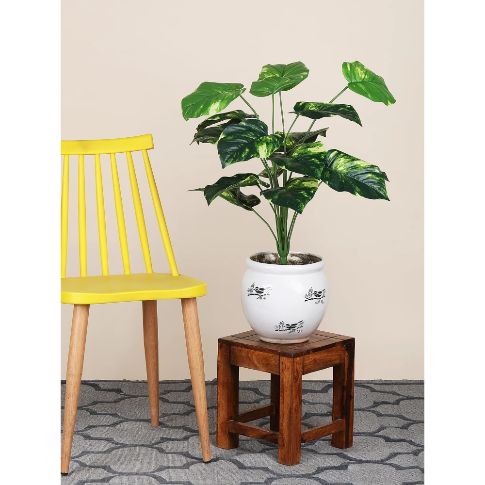 Foliyaj 18 Leaf Money Plant Bunch | 2 Feet Tall Artificial Plants for Home Decor without Pot | Indoor Plants for Living Room | Faux Plant
