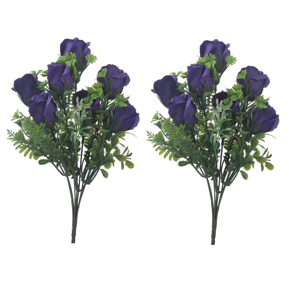 FOLIYAJ 2 Bunches of Artificial Blue Roses|Bonsai Tree|Artificial Flower|with Pot|Home Décor for Living Room Home Office Shop|House|Gift|Decoration