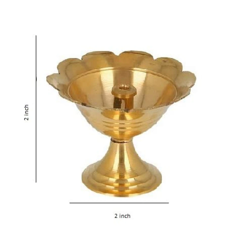 Heaven decor small Brass Diwali Kuber devdas Plain Deepak Diya Oil Lamp For Puja pack 2