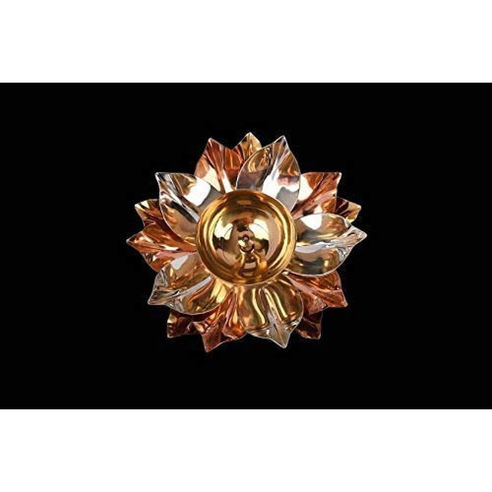 Heaven Decor Copper and Brass Kamal Ptta  Akhand diya With Fancy Gift Box size 5 inch