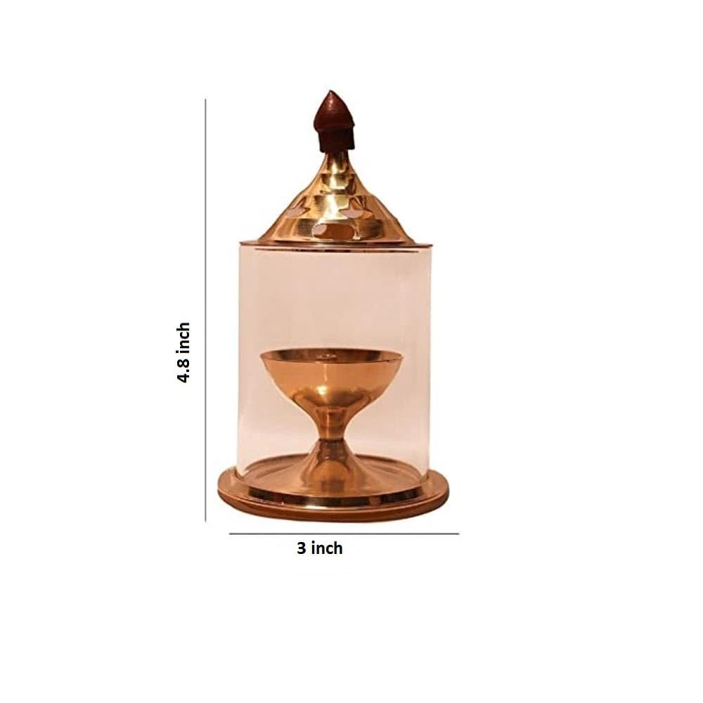Heaven Decor Brass and High Quality Glass Akhand deep Diya 5 Inch(Pack of 2)