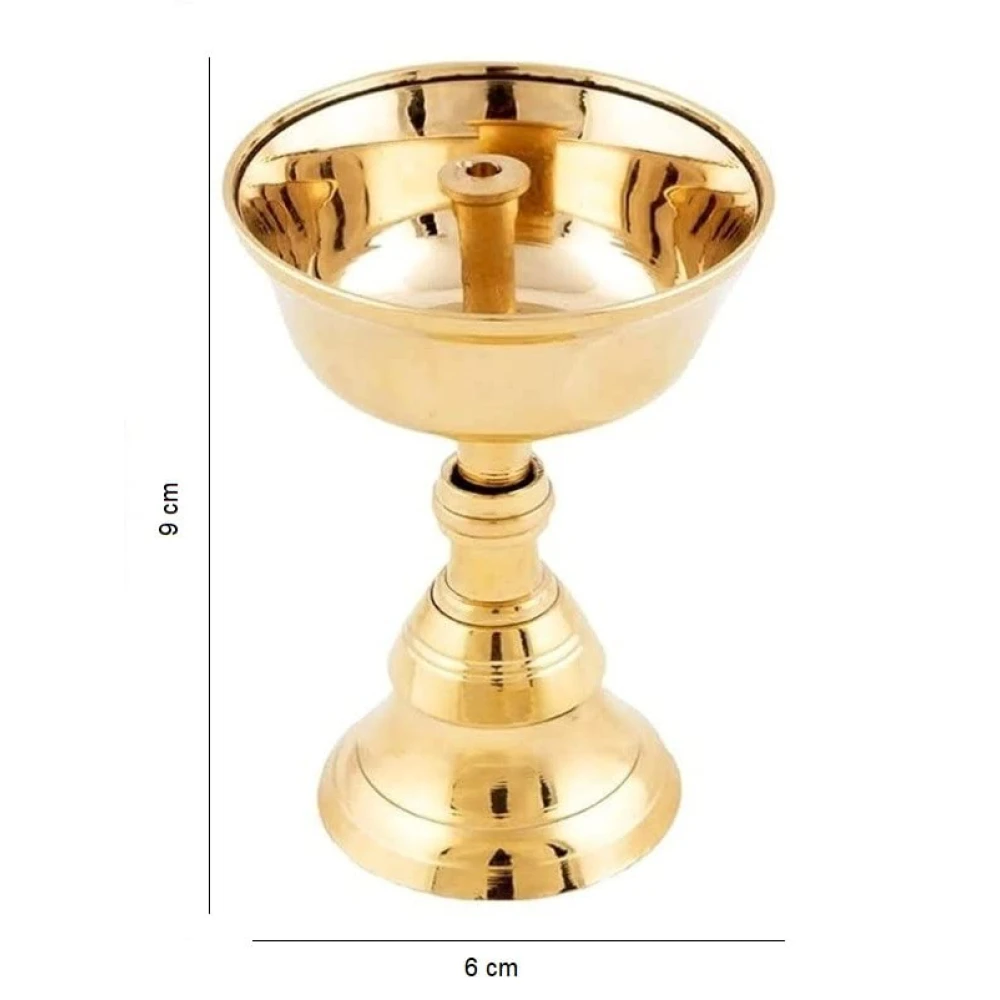 Heaven Decor Pure Brass Akhand Jyothi Pyali diya with Stand for Home Office Temple Decor(Pack of 2)Brass Table Diya