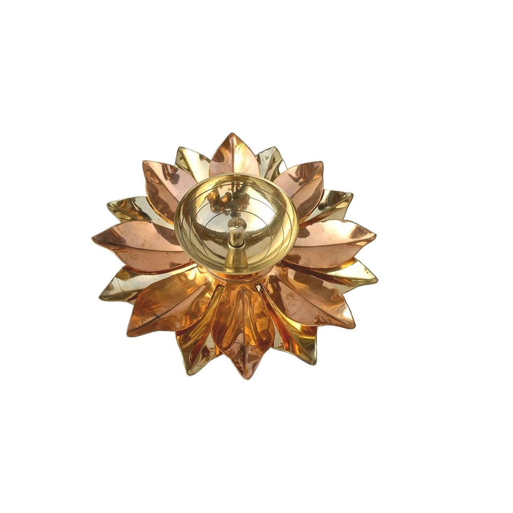 Heaven Decor Copper and Brass Kamal Ptta  Akhand diya size 5 inch