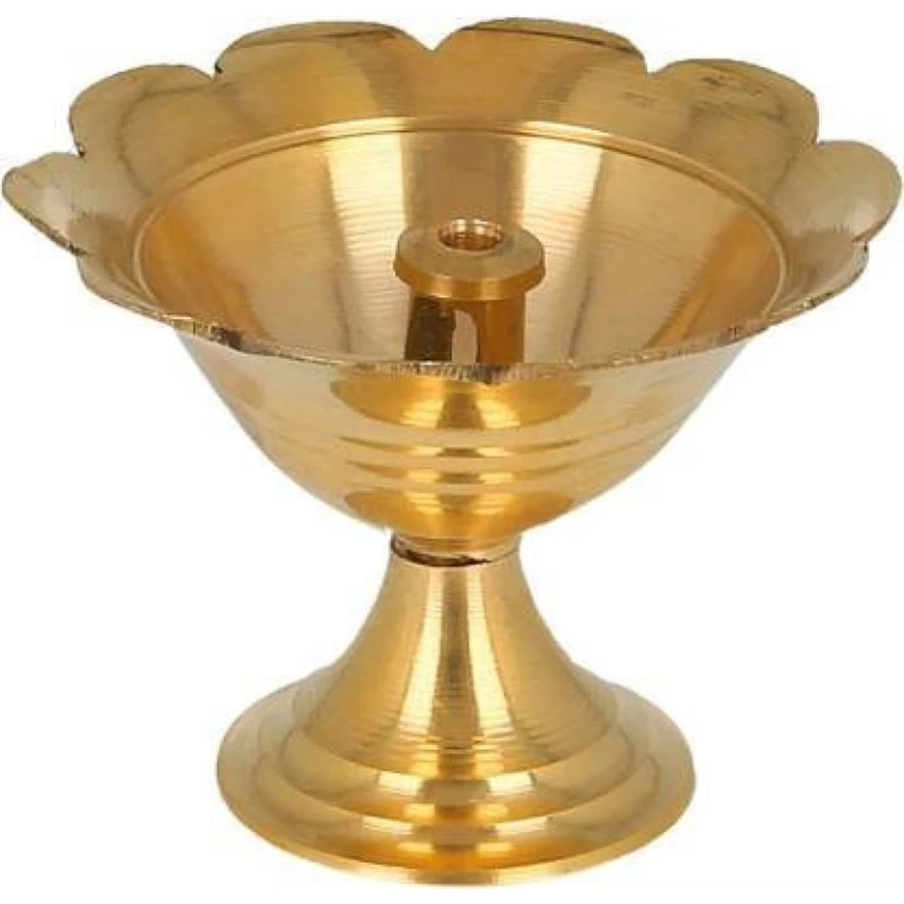 Heaven decor small Brass Diwali Kuber devdas Plain Deepak Diya Oil Lamp For Puja pack 2