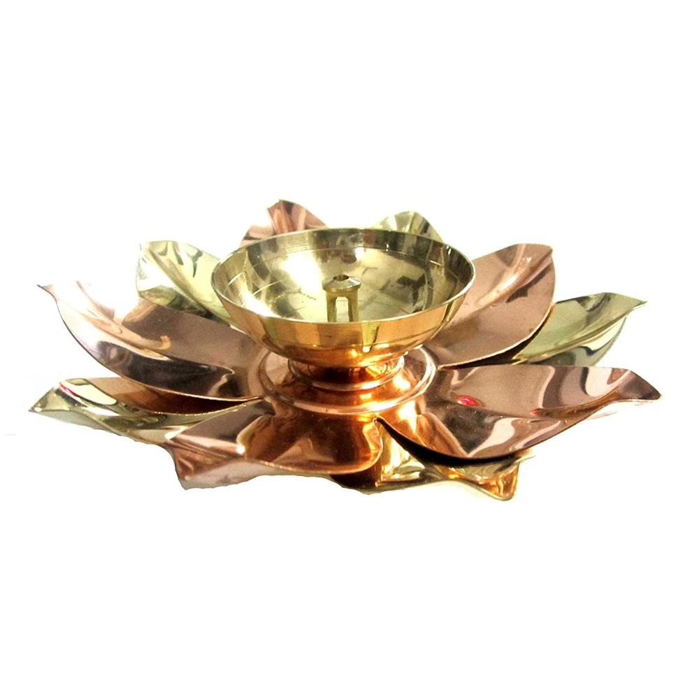 Heaven Decor Copper and Brass Kamal Ptta  Akhand diya size 5 inch