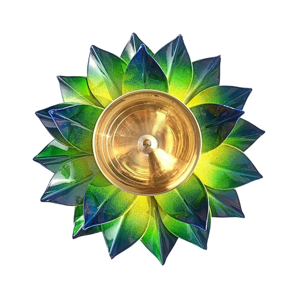 Heaven Decor Handcrafted Lotus Flower Brass Diya Oil Lamp ,Traditional Pooja Deepak for Diwali, Home Temple, Festive Decoration & Gifting