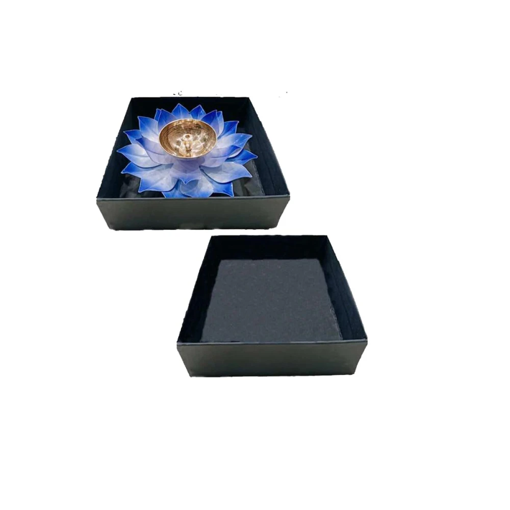 Heaven Decor Iron and Brass Kamal Ptta Blue color Akhand diya With Fancy Gift Box size 5 inch