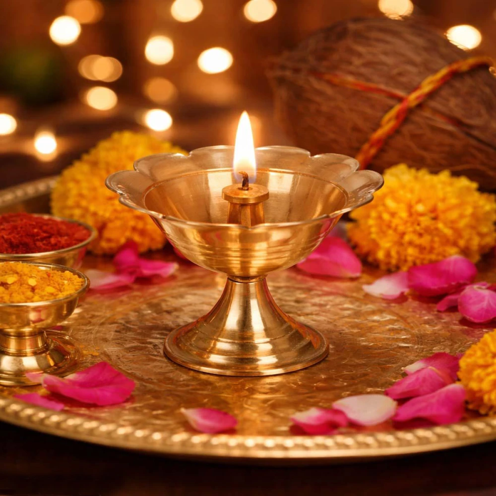 Heaven Decor small Brass Diwali Kuber devdas Plain Deepak Diya Oil Lamp For Puja pack 1