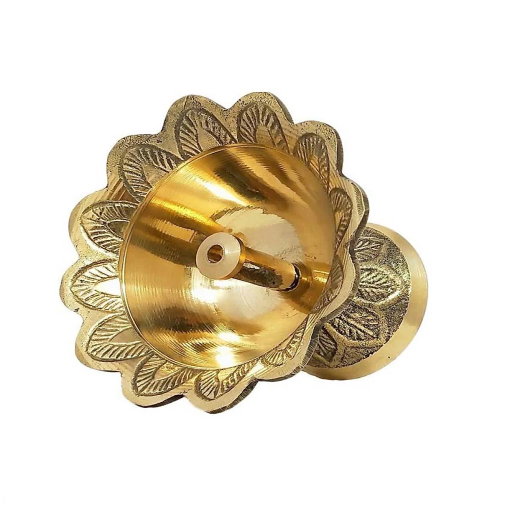 Heaven Decor small Brass Diwali Kuber devdas engraved Deepak Diya Oil Lamp For Puja pack 1