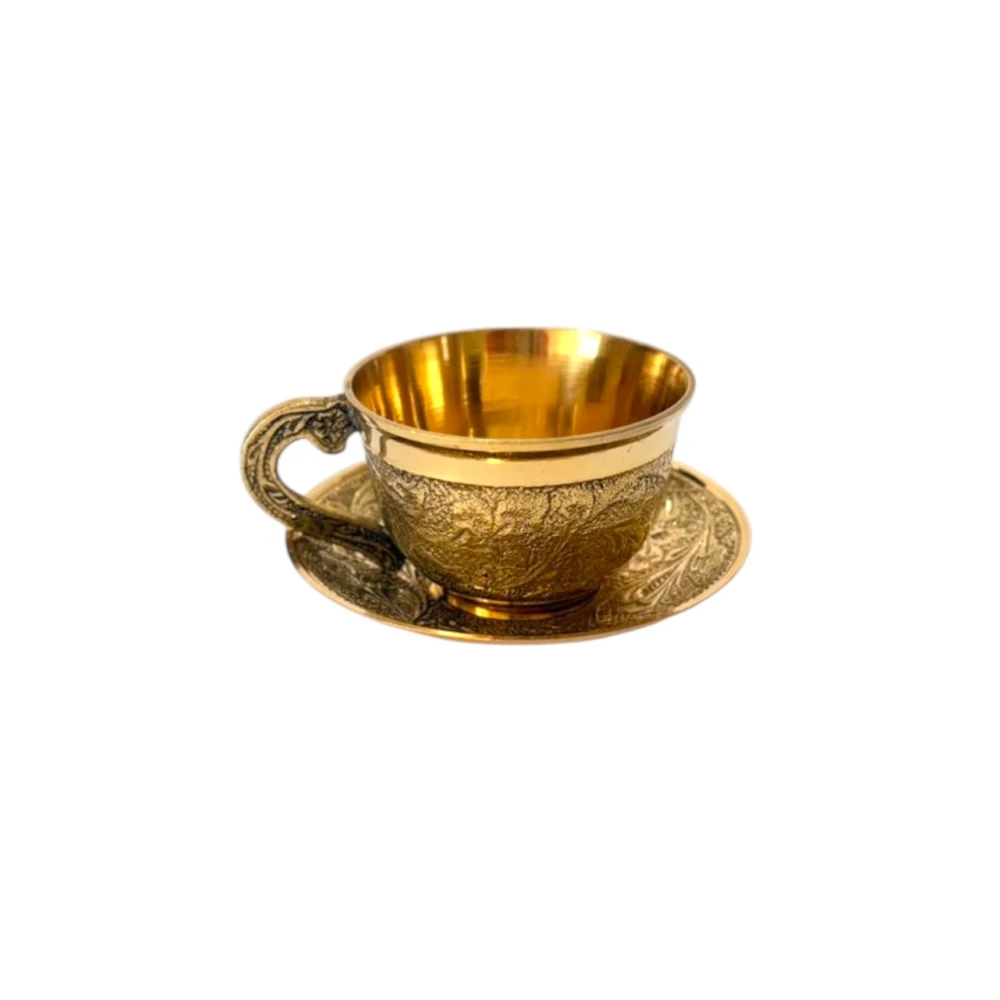 Royal Brass Engraved Tea Cup Set (Pack Of 1)