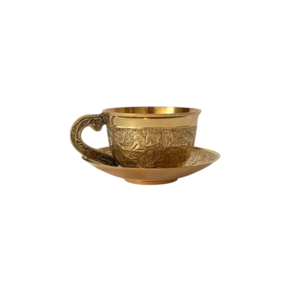 Royal Brass Engraved Tea Cup Set (Pack Of 1)