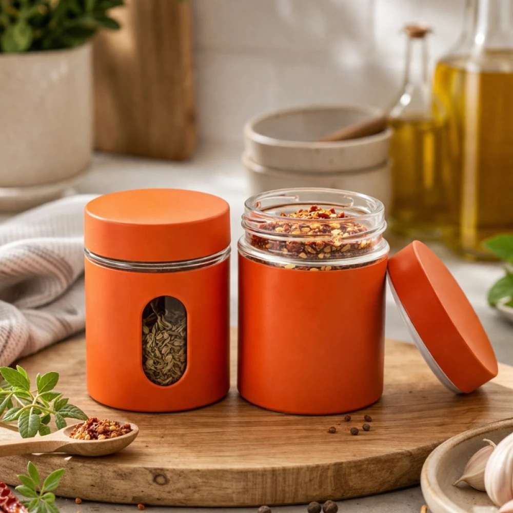Glass Storage Canister With Viewing Window (Pack Of 2)