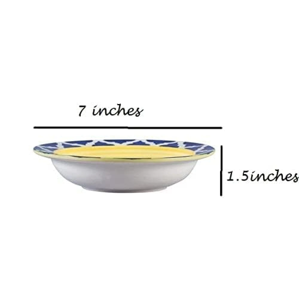 HOUSELA Round Printed Dinner Plate Lightweight & Durable, Made of Ceramic, Microwave & Dishwasher Safe, Elegant Crockery for Dining & Gifting (Design 4, 6-Pieces)