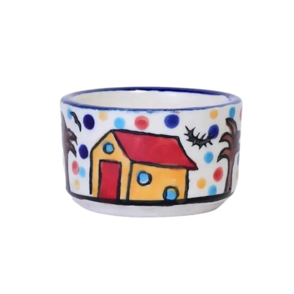 HOUSELA Hand Painted White Ceramic Bowl for Serving Chutney Bowl Pickle Bowl Sauce Bowl Set of 4 Pcs