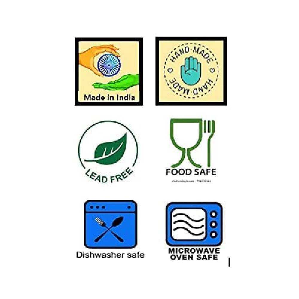 Rudrart Creations Ceramic Umrao Hand-Painted Deep Pasta Plate| Soup Plate | Snack Plate |Microwave Safe, Oven Safe |Set of 4 Plates 7 inches |Microwave Safe & Oven Safe|