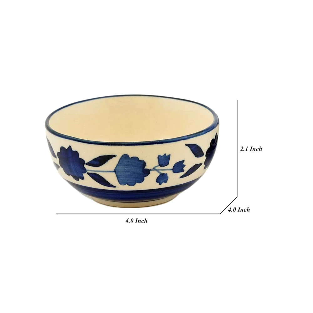 HOUSELA Creations Hand-Painted Umrao-Moroccan Design Bowls Set | Perfect for Serving Snacks, Rice, Dal, Fruits, Salad | BPA & Lead-Free Ceramic Dinner Bowls sets
