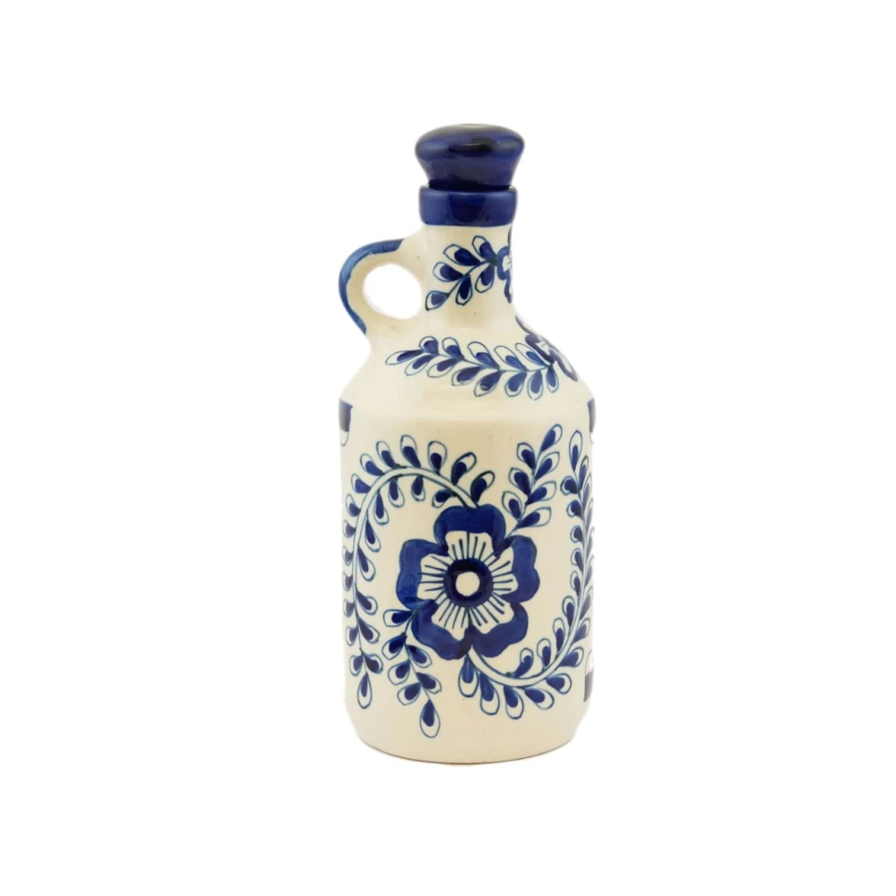 HOUSELA Ceramic Blue Floral Art 1000 ml Oil Dispenser for Kitchen, Oil Bottle, Oil Sprayer, Vinegar Bottle,/100% Food & Microwave Safe| Ideal Gifting and for kitchen