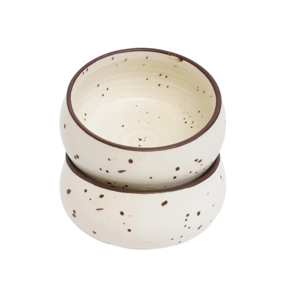 HOUSELA Ceramic Stoneware Serving Bowls Set | Ideal for Serving Snacks, Salads, Desserts | Microwave & Dishwasher Safe, Durable & Chip-Resistant Design | - Cream White Matte Finish (150 ml, Set of 2)