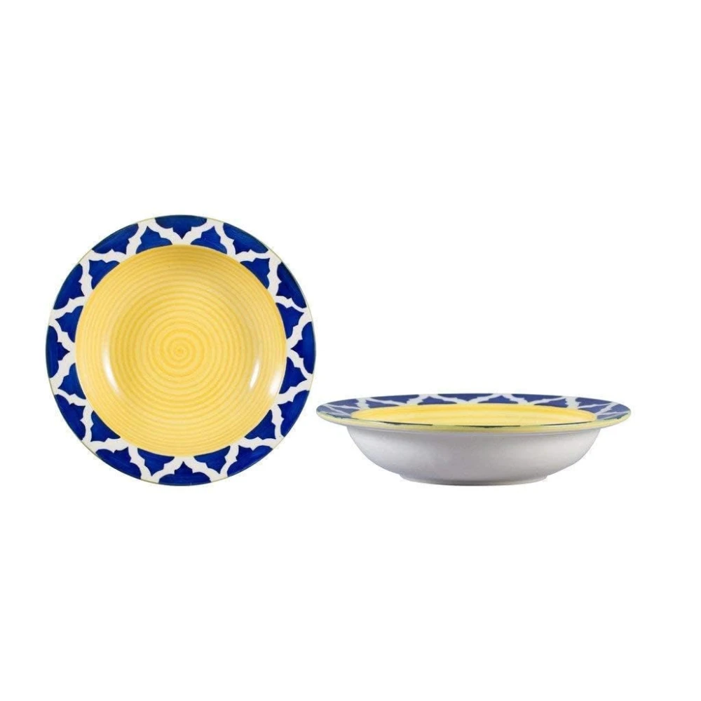 HOUSELA Round Printed Dinner Plate Lightweight & Durable, Made of Ceramic, Microwave & Dishwasher Safe, Elegant Crockery for Dining & Gifting (Design 4, 2-Pieces)