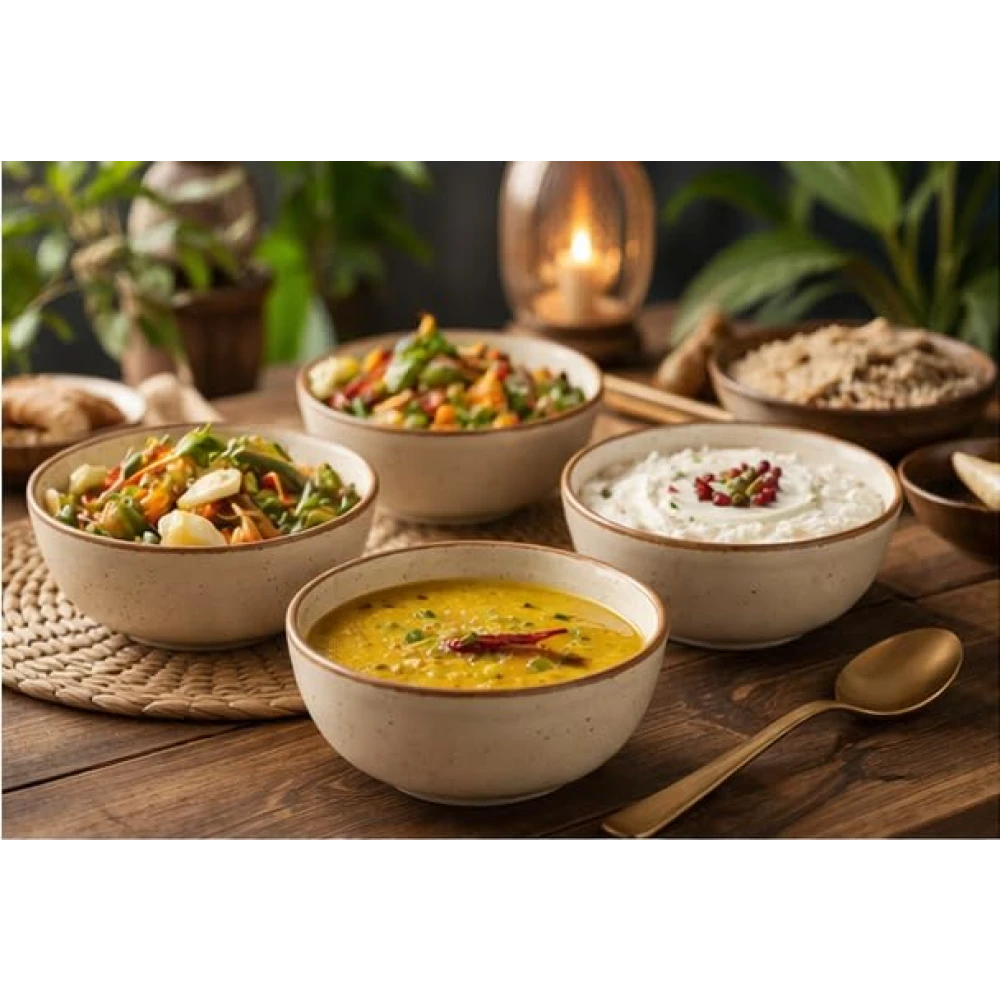 HOUSELA Hand-Painted Matte Finish Off White Ceramic Bowl Set of 4 (200ml) | Small Serving Soup Bowls, Cereal Bowl, Pasta Bowls | Dishwasher & Microwave Safe