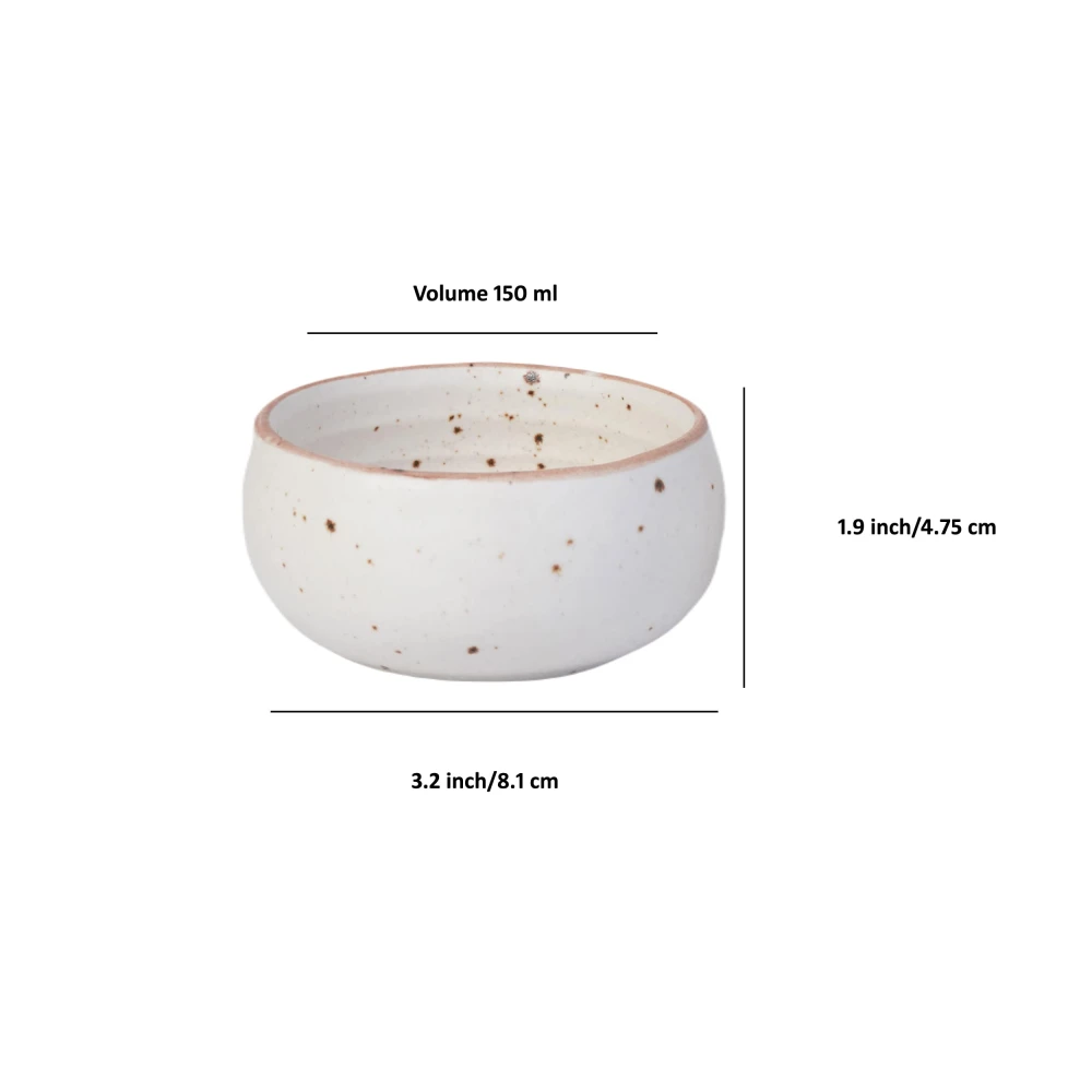 Rudrart Creations Ceramic Stoneware Cream White Matt Finish Serving Bowl (150 ml, Set of 2, White) | Salad Bowl (3 inch)(Microwave & Dishwasher Safe)