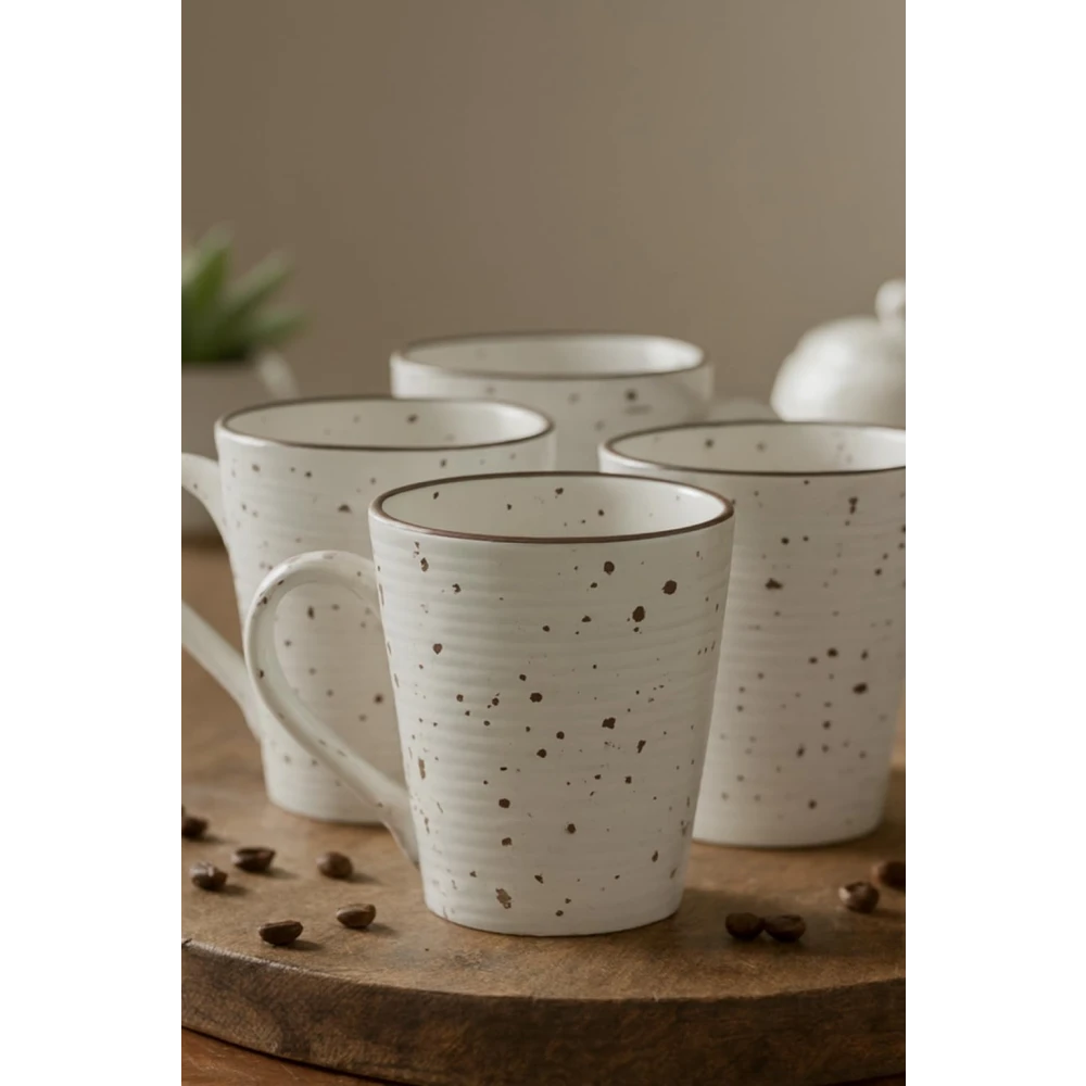 HOUSELA Matte Finish Ceramic Mug – Elegant, Sturdy & Gift-Ready Set of 4
