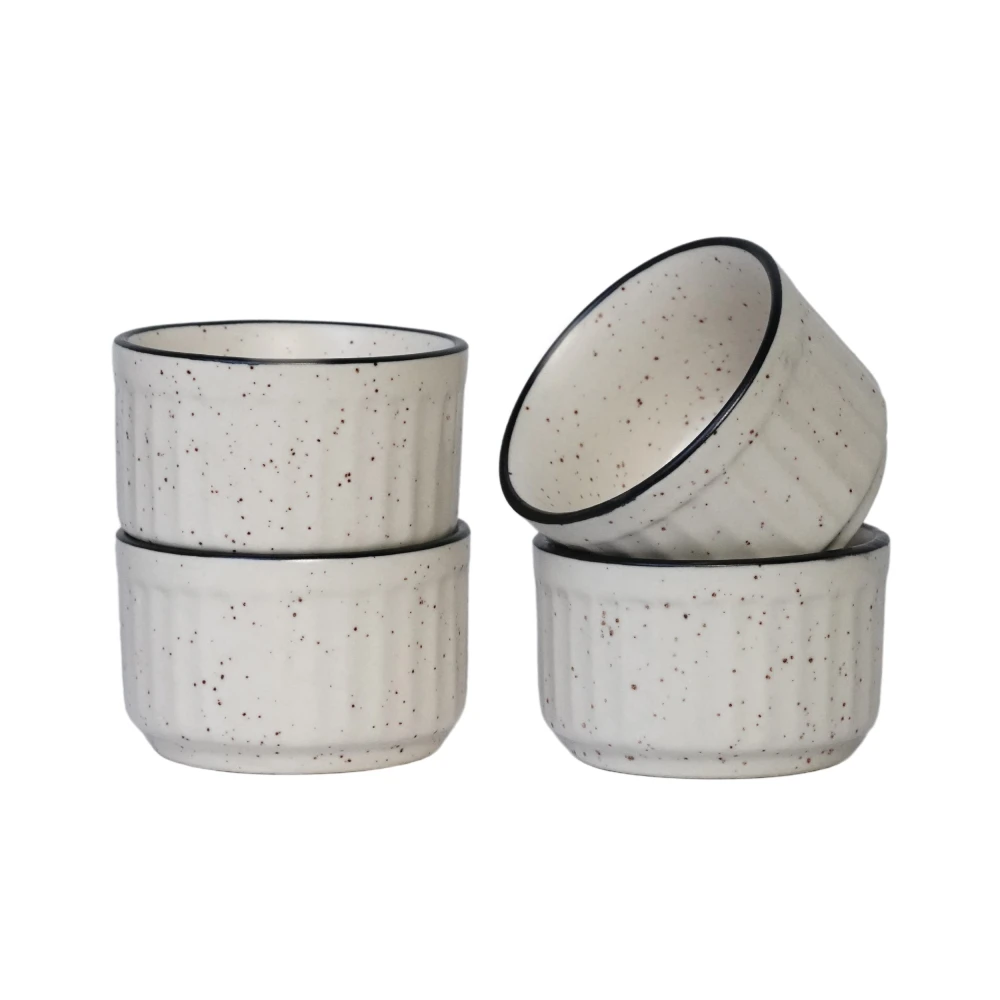 HOUSELA White Matte Ceramic Dip Bowls (50 ml, Set of 4) | Chutney Bowls | Ketchup Bowls | Chutney Bowls | Dip Bowls
